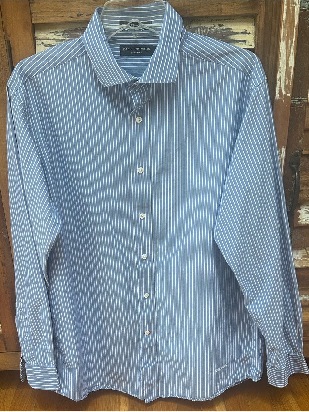 Daniel Cremieux Blue and White Striped Men's Dress Shirt